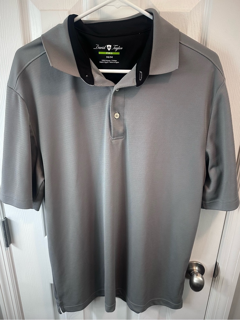 David Taylor Light Gray Polo with Black Contrast Collar